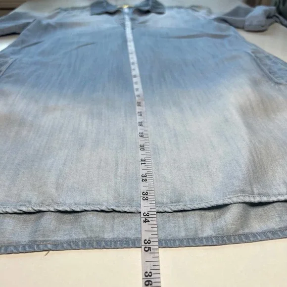 Cloth and Stone Blue Shirt Midi Dress Chambray Denim 3/4 Sleeves Collared Size M - Picture 11 of 14